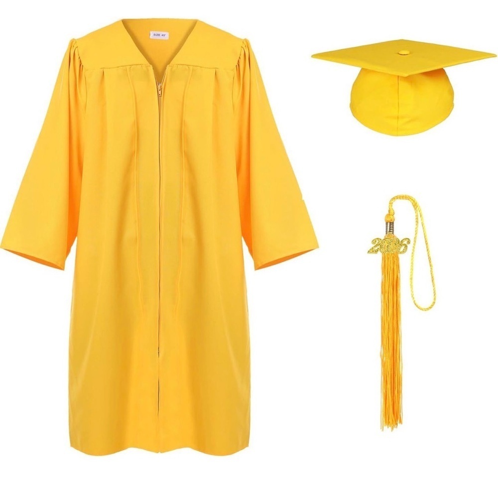 Vibrant Yellow Unisex Graduation Cap and Gown Set